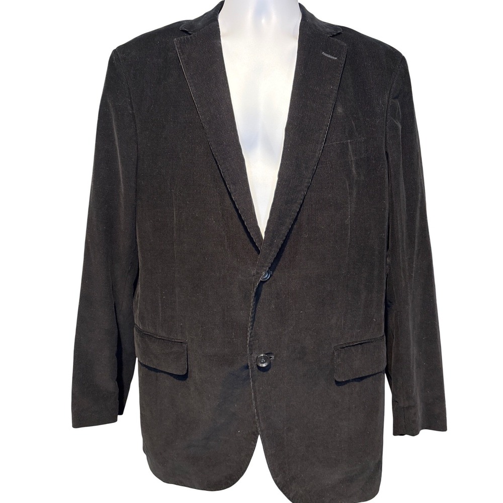 Z ZEGNA Mens Black Corduroy Two Button Blazer Sz 50R/US 40R Luxe Sport Academia